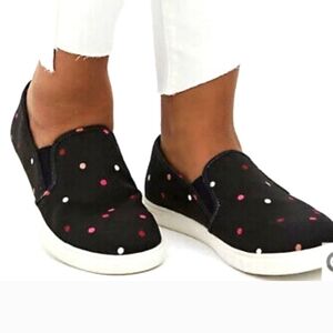 Torrid Black Polka Dot Slip-On Shoes Size 9WW